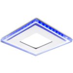 10-Foco Downlight LED Cuadrado con Cristal Duo (BlancoAzul) 130X130Mm 10W 800Lm 30.000H Blanco Cálido (GR-LHMB02-10W-W)