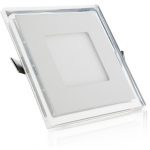12-Foco Downlight LED Cuadrado con Cristal Duo (BlancoAzul) 130X130Mm 10W 800Lm 30.000H Blanco Cálido (GR-LHMB02-10W-W)